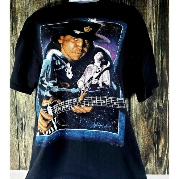 Stevie Ray Vaughan T Shirt 1954-1990 Tour Memorial Black Concert SZ XL Vintage - Picture 1 of 8